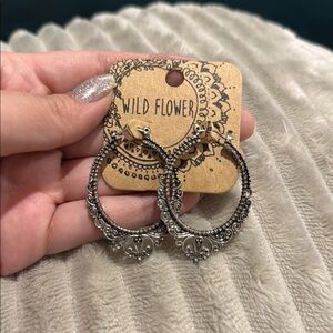 Silver Filigree Hoop Earrings